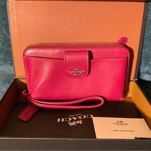 Coach Fuchsia Leather Wristlet